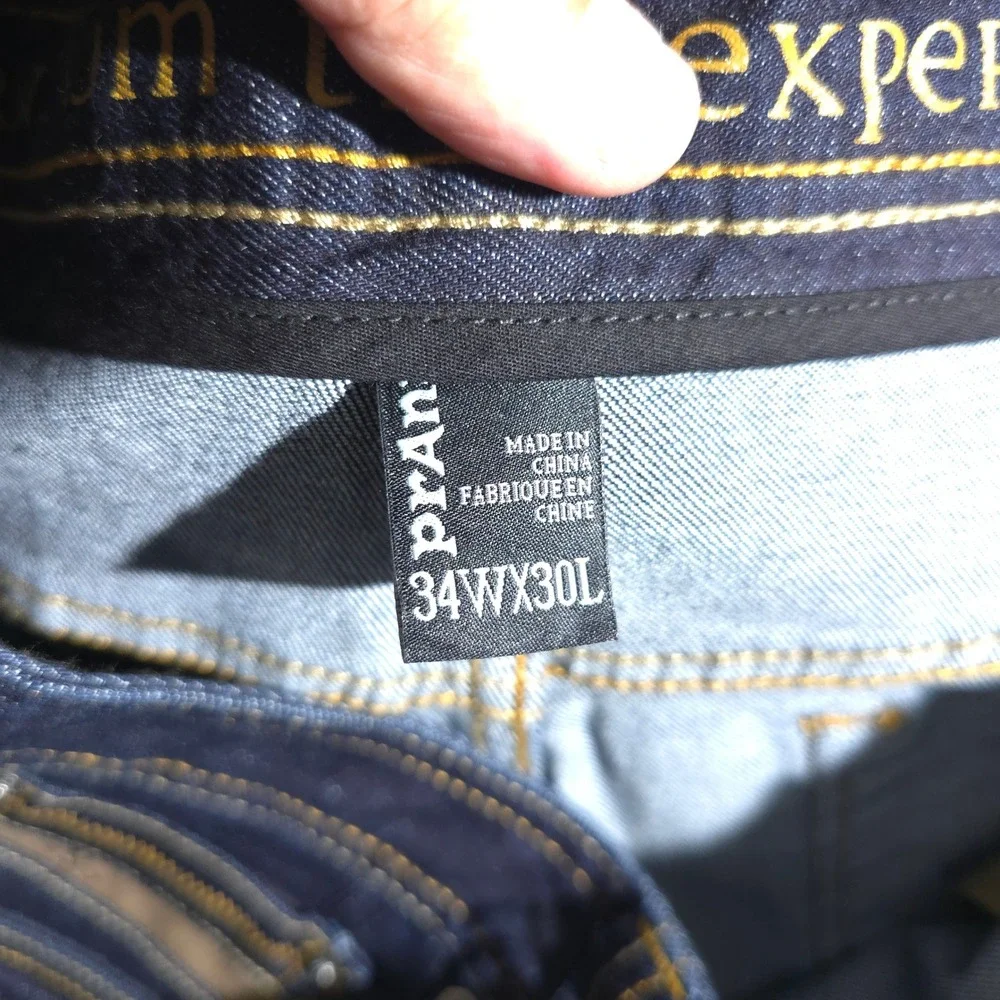 Prana Denim Jeans Mens 34x30 Dark Wash Straight Leg Outdoor Active 5-Pocket Pant